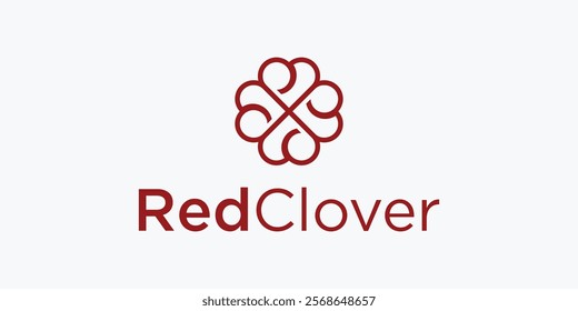 Simple red clover logo icon. Icon logo, simple logo, vector logo, illustration.