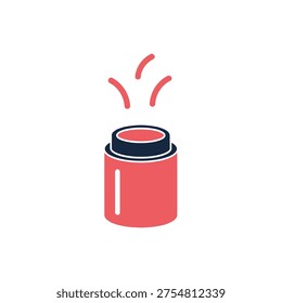 Simple red coffee cup with rising steam