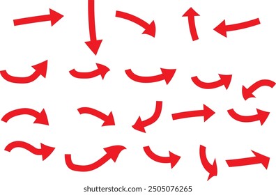 einfache rote Farbe, handgezeichnet, verschiedene Formen, Reihe, Symbol-Set