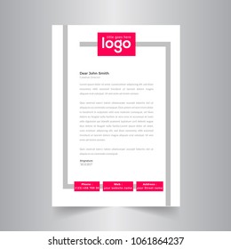 Simple Red Color Letter Head Design Template