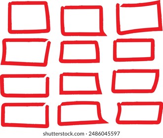  simple red color thin handmade a set of rectangle collection vector set