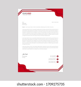 Simple Red Color Vector Letter Head Template with standard sizes.