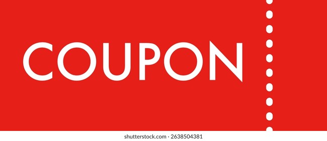 Simple red coupon ticket with cutout lines
