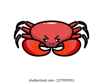 simple red crab illustration vector