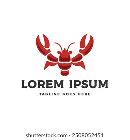 Simple Red Crayfish Prawn Shrimp Lobster Claw Seafood Label Illustration design