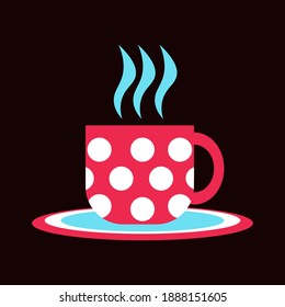 simple red cup with white circles vector illustration. 