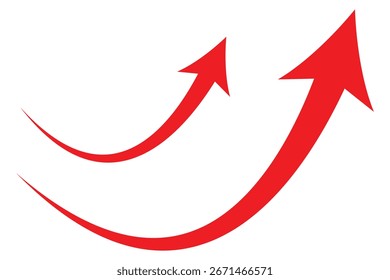 Una simple flecha curva roja sobre un fondo blanco. Símbolo de dirección. Ilustración vectorial. eps 10