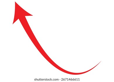 Una simple flecha curva roja sobre un fondo blanco. Símbolo de dirección. Ilustración vectorial. eps 10