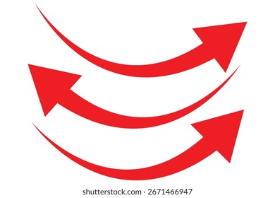 Una simple flecha curva roja sobre un fondo blanco. Símbolo de dirección. Ilustración vectorial. eps 10