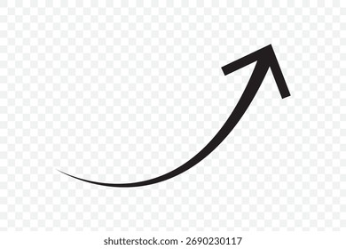 Uma seta curva, vermelha e simples, apontando para a direita e para baixo sobre um fundo branco. Símbolo de direção. Ilustração vetorial.