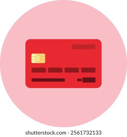Simple Red Debit Card Circle Icon