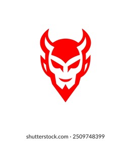 simple red devil logo vector illustration template design