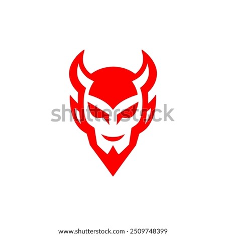 simple red devil logo vector illustration template design