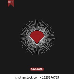 Simple Red Diamond Shiny Idea Icon Logo Vector Design Element