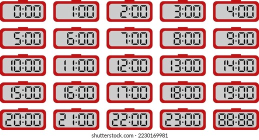 Reloj simple de alarma digital roja (0 minutos cada hora y 88:88 ajustado)