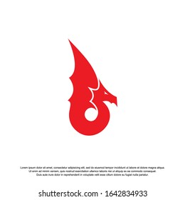 Simple red dragon logo vector design