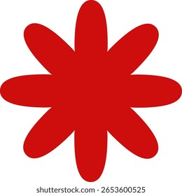 Forma gráfica simples de oito pétalas em vermelho