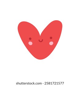 Simple red emotional heart. Hand Drawn Heart. Vector illustration for sticker, patch, phone case, poster, t-shirt, mug and other design