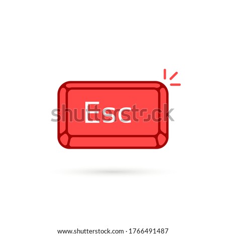 simple red esc key or escape button. stroke flat style trend modern logotype graphic art design element isolated on white background