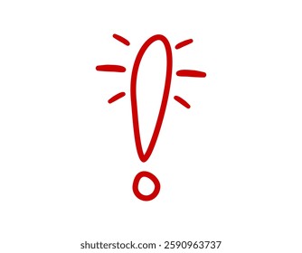 A simple red exclamation mark with lines radiating from it, conveying emphasis or alert.