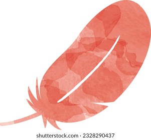 simple red feather watercolor illustration