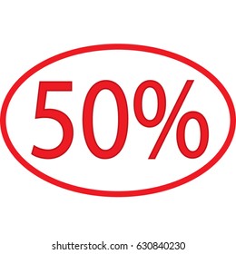 Simple red fifty percent sign 