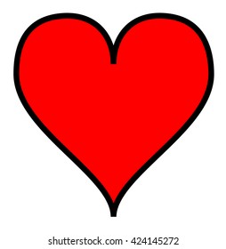 Simple red filled heart isolated over a white background, vector.