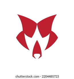 Simple Red Fire Fox Head Logo Vector