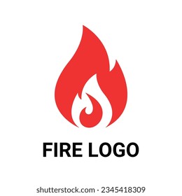 simple red fire logo. concept of accident, fiery, visual identity, fireball, flaming, burning, ignition, inflammation. trending flat style modern brand design vector illustration on white background