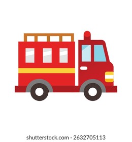 Simple red firetruck with ladder for childrens books or education materials