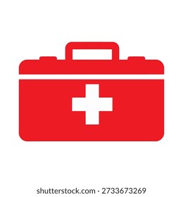 Simple red first aid kit with white cross symbol