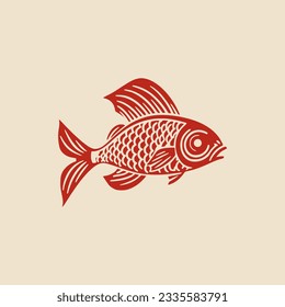 simple red fishing store accessories logo vector illustration template design