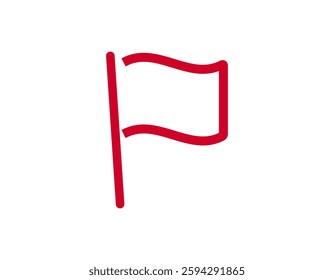 A simple red flag icon, waving slightly, on a plain background. perfect for web use.