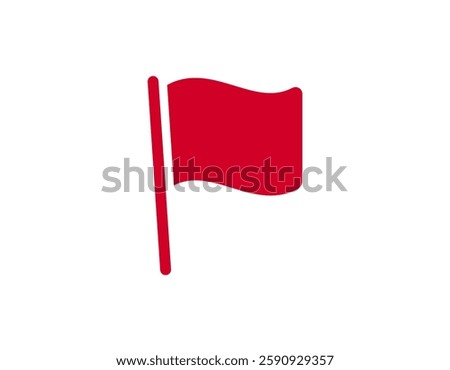 Simple red flag illustration on a flagpole, symbolizing danger or warning.