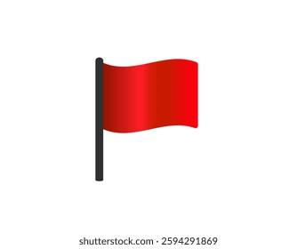 A simple red flag waving on a pole, symbolizing caution or alert. perfect for symbols of warning or celebration contexts.