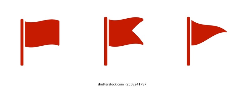 Simple red flags on a white background. each flag has a unique shape, adding visual interest.