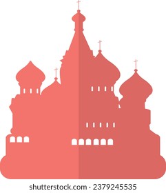 Simple red flat drawing of the Russian historical landmark monument of the SAINT BASIL'S CATHEDRAL, MOSCOW