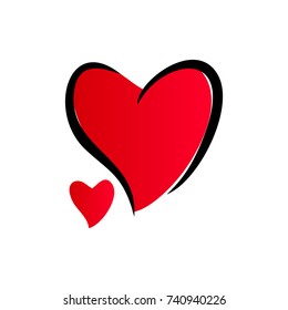 simple red flat heart icon vector