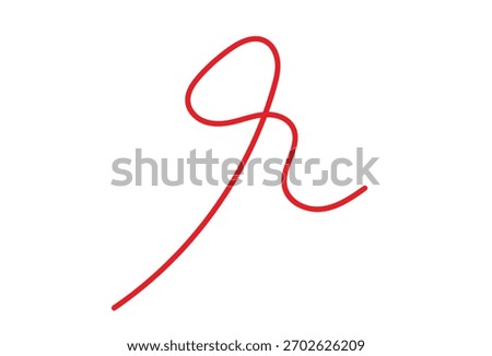 Simple red flourish line symbolizing approval on a white background.