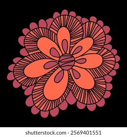 simple red flower drawing vector illustration