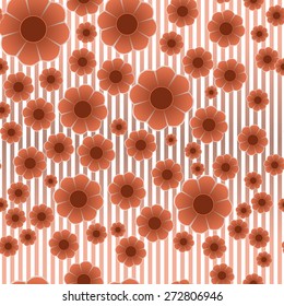 simple red flowers on a lines, seamless pattern  