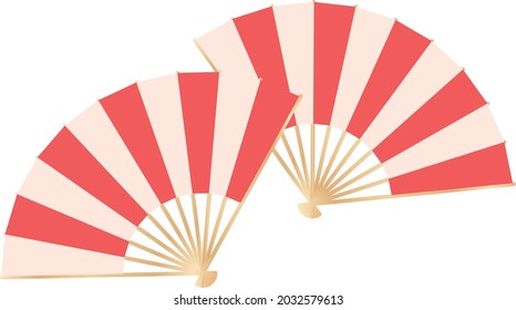 A simple red folding fan that can be used for New Year's and New Year's card decorations, dances, kimono, etc.