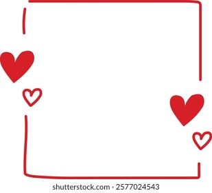 Simple Red Frame with Cute Hearts