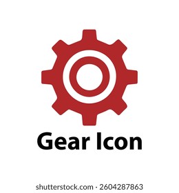 Simple red gear icon for website or app.