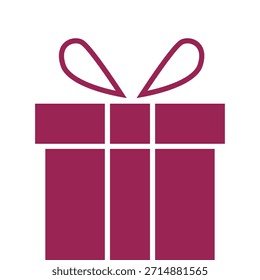 Icono rojo simple de la caja de regalo con la cinta en el fondo blanco que representa presente, sorpresa o celebración