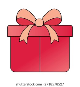 Una sencilla caja de regalo roja con un lazo de melocotón, perfecta para celebraciones