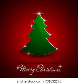 Simple red and glossy Christmas tree isolated on background