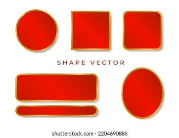 simple red and gold shape board, banner or frame vector on white background with the circle, ellipse, the square can be put text or product on frame