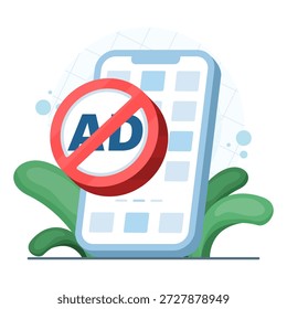Conjunto de iconos gráficos rojos simples que no muestran ningún bloqueo de anuncios en un App móvil, lo que representa una experiencia sin anuncios, un bloqueador de anuncios y un uso limpio del teléfono inteligente.