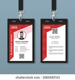 Simple Red Graphic ID Card Template